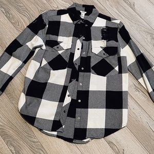Forever 21 Black and White Plaid Button Down Shirt